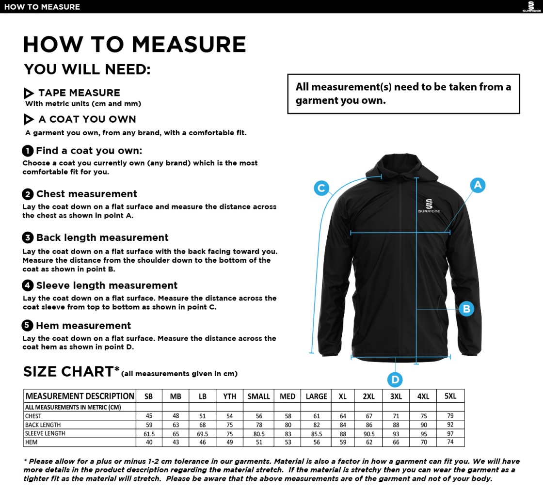 Aspull Juniors FC Dual Full Zip Training Jacket : Navy - Size Guide